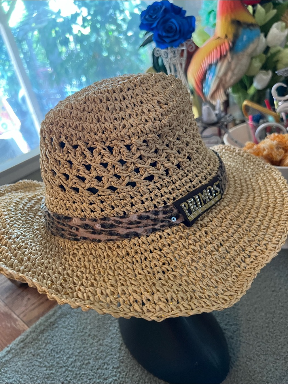 Primos unisex Straw Hat Size 7 Bendable Rim EUC